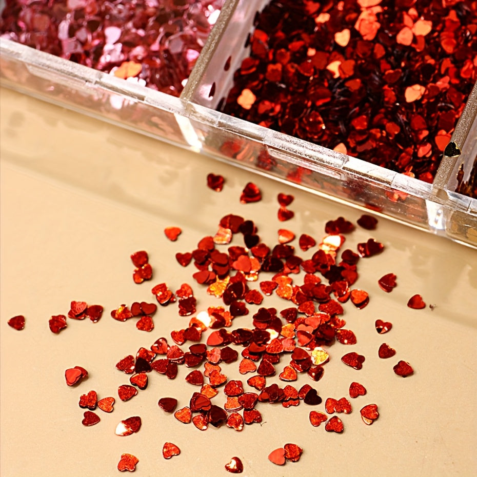 Mini Love Heart Nail Glitter Sequin Laser Shiny Sparkly Sequin 3D Holographic Red Pink Golden Silvery Flash Flakes DIY Nail Decorations